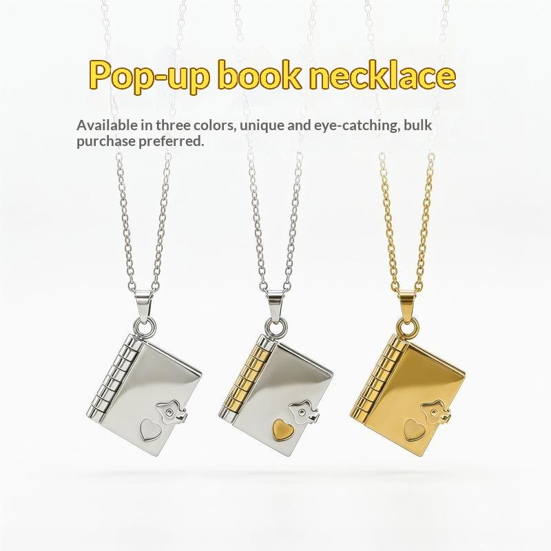 Custom Photo Book - Enveloppenketting met gepersonaliseerde tekst, locket, boekhanger,