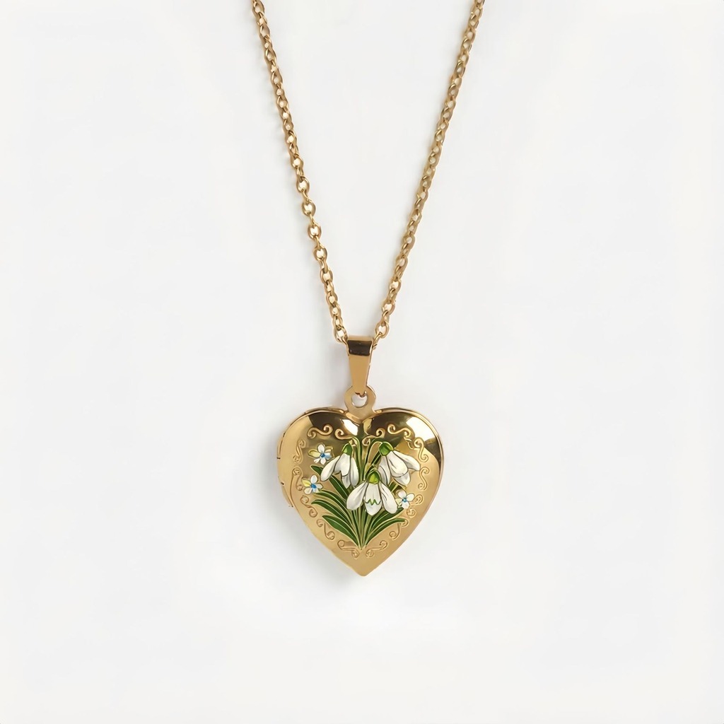 Birth Flower Necklace - Hartvormige hangerketting, delicate damesketting, ketting met